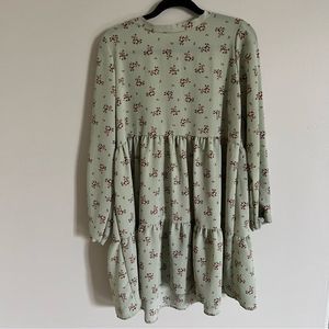 MEDIUM Mint Floral Tiered Dress Knee Length